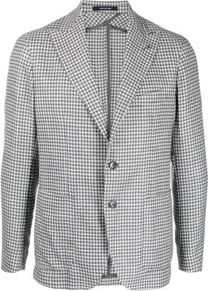 Check-Pattern Single-Breasted Blazer-AB