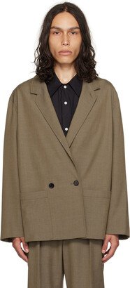 Beige Double-Breasted Blazer-AA