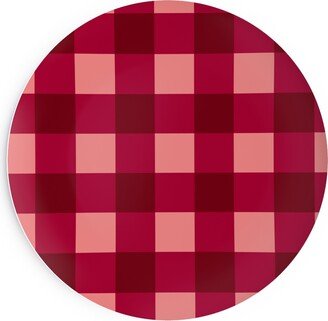 Salad Plates: Gingham Check - Red And Pink Salad Plate, Red