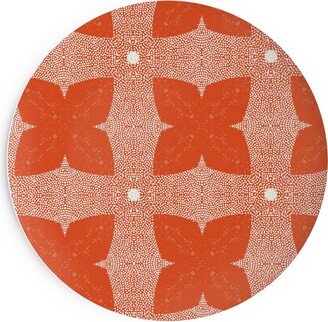 Salad Plates: Red Geo Garden - Red Salad Plate, Red