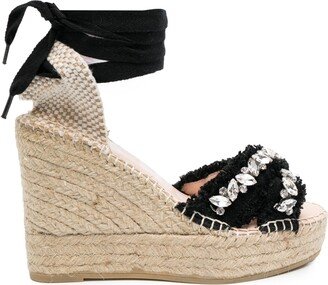 110mm Crystal-Embellished Wedge Espadrilles