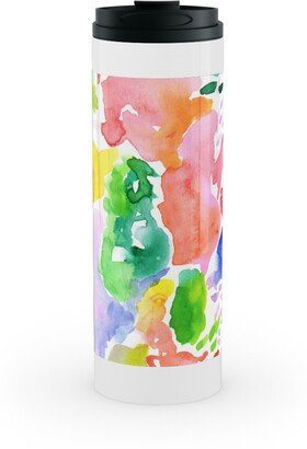 Travel Mugs: Happy Abstract Watercolor Stainless Mug, White, 16Oz, Multicolor