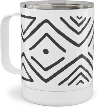 Travel Mugs: Mud Cloth - White Stainless Steel Mug, 10Oz, White