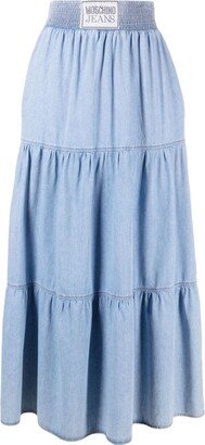 Logo-Patch Chambray Maxi Skirt