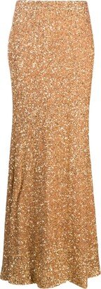 Sequinned Flared Maxi Skirt