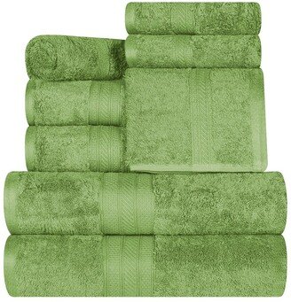 Long Staple Combed Cotton Highly Absorbent Solid 8Pc Quick-Drying Towel Set-AA