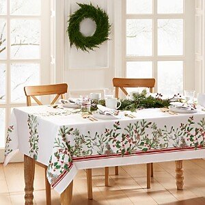 Winter Holiday Berry Fabric Tablecloth, 70 x 70-AA