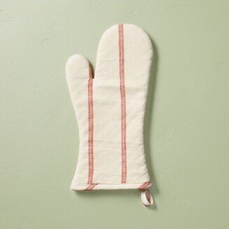 Stripe Oven Mitt Natural/Red