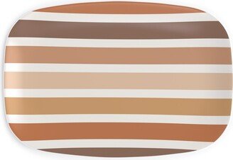 Serving Platters: Retro Summer Stripe - Warm Tones Serving Platter, Pink