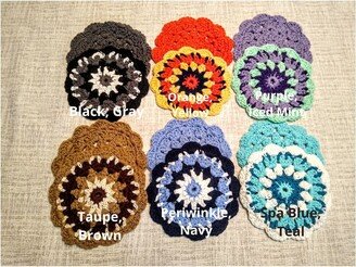 Mandala Trivet Set, Hot Pad, Crochet, 100% Cotton, Handmade, Crocheted, Eco Friendly, Reusable, Washable