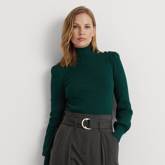 Ralph Lauren Button-Trim Mockneck Sweater