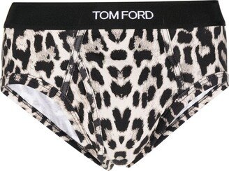 Cheetah-Print Logo-Waistband Briefs