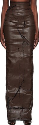 Brown Pillar Denim Maxi Skirt