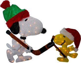 Northlight Lighted Snoopy and Woodstock Play Hockey Outdoor Christmas Yard Decoration, 28