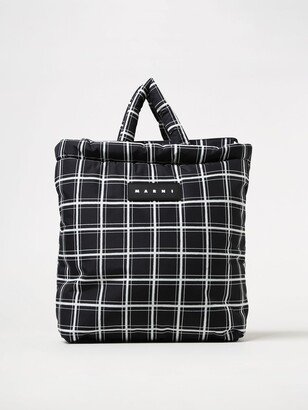 bag in nylon with printed check pattern