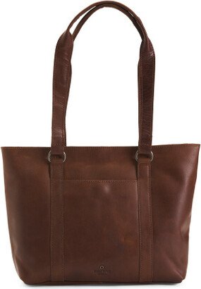 TJMAXX Leather Center Zip Close Front Pocket Tote