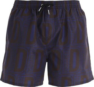 Logo Printed Drawstring Swimming Trunks