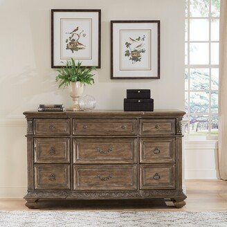 Carlisle Court Chestnut Finish 9 Drawer Dresser