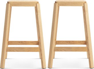 Set of Two Pierre Jeanneret Counter Stool Natural Ash