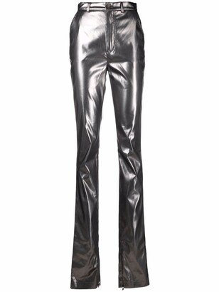 Metallic-Effect Skinny Trousers