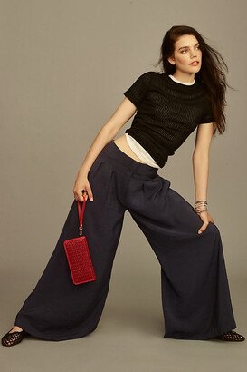 By Anthropologie High-Rise Pleated Wide-Leg Trousers Pants-AA