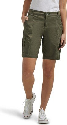 Women's Petite Flex-to-Go Mid-Rise Relaxed Fit Cargo Bermuda Short