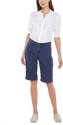 Womens Striped Midi Bermuda Shorts