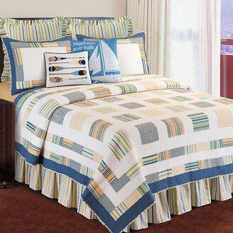 Blue & Green Stripes Bed Skirt