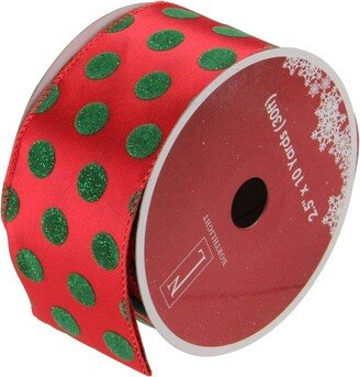 Northlight Club Pack of 12 Red and Green Polka Dot Wired Christmas Craft Ribbon Spools - 2.5