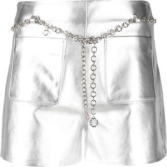 Metallic-Effect High-Waist Shorts