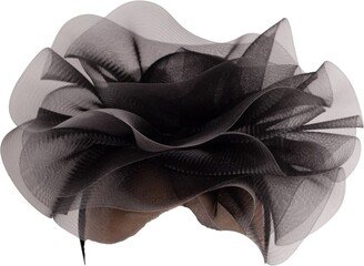 Victoria Charles Headpieces Black Crin Centred Headpiece With Silver Edge Detail On Black Satin Headband