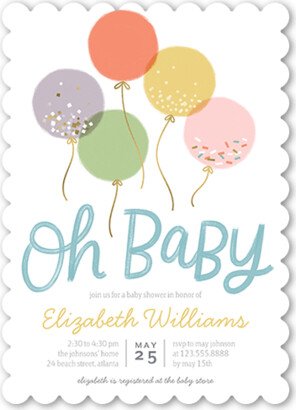 Baby Shower Invitations: Baby Balloons Baby Shower Invitation, White, 5X7, Matte, Signature Smooth Cardstock, Scallop