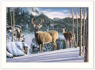 Morning View Deer by Kim Norlien, Ready to hang Framed Print, White Frame, 20