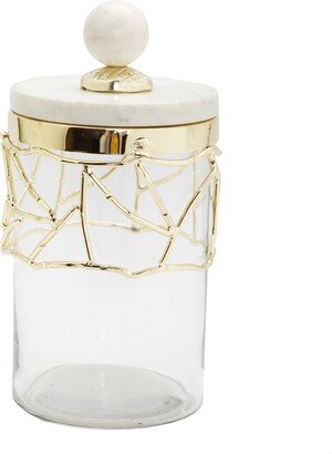 Glass Canister Mesh Design Set, Marble Lid Set, 2 Piece