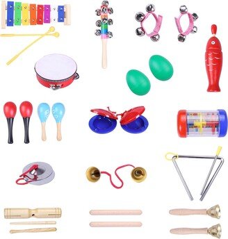 Hozxclle 24 Pieces Of Musical Instruments And Music Toys For Young Children And Preschool Children Wooden Percussion Instruments