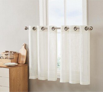 Abbey Faux Linen Textured Semi Sheer Privacy Light Filtering Transparent Grommet Short Thick Cafe Curtain Tiers for Small Windows, Kitchen & Ba