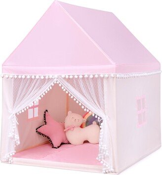 Kids Play Tent Large Playhouse Children Play Castle Fairy Tent Gift with Mat-Pink - 41 x 47 x 55