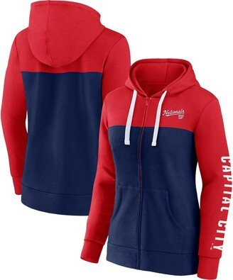 Women's Branded Red, Navy Washington Nationals Take The Field Colorblocked Hoodie Full-Zip Jacket - Red, Navy