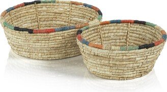 Bizerte Coiled Raffia Round Baskets, Set of 2