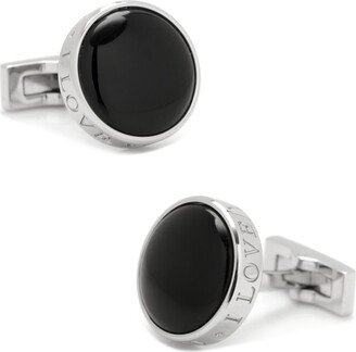 Onyx I Love You Stainless Steel Cufflinks