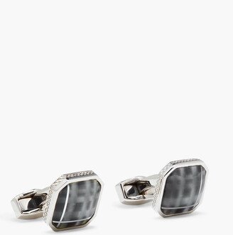 Rhodium-plated stone cufflinks