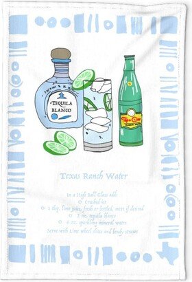 Texas Tequila Tea Towel - Ranch Water By Lisakling Cocktail Recipe Blue White Linen Cotton Canvas Spoonflower