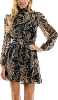 Juniors' Paisley-Print Fit & Flare Dress