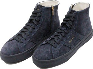 High-top Sneaker In Soft Suede Calfskin With Side Zip And Laces With Side Logo Lettering