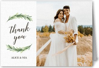 Wedding Thank You Cards: Arched Greenery Thank You Card, White, 3X5, Matte, Folded Smooth Cardstock