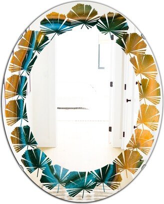 Designart 'Colorful Agate Pattern' Printed Modern Round or Oval Wall Mirror - Leaves