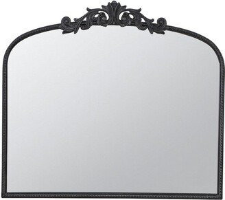 41 Inch Wall Mirror, Black Curved Arched Metal Frame, Baroque Design - 40.5L x 1.5W x 31.2H