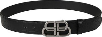 Embossed Logo Buckle Belt