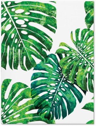 Journals: Monstera Leaves - Green On White Journal, Green