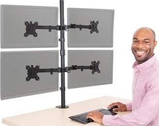 Quadruple Monitor Mount – Clamp-On Monitor Arm with 4 Adjustable VESA Mounts – Black –